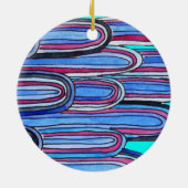 Ocean Waves Aqua Blue Muster Keramik Ornament (Hinten)