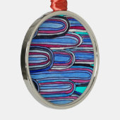 Ocean Waves Aqua Blue Muster Ornament Aus Metall (Rechts)