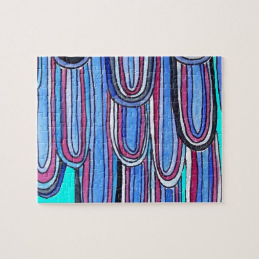 Ocean Waves Aqua Blue Muster Puzzle (Horizontal)