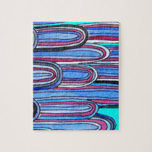 Ocean Waves Aqua Blue Muster Puzzle