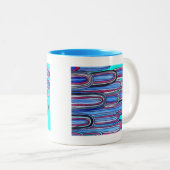 Ocean Waves Aqua Blue Muster Zweifarbige Tasse (VorderseiteRechts)