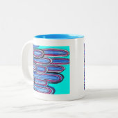 Ocean Waves Aqua Blue Muster Zweifarbige Tasse (Vorderseite Links)