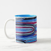Ocean Waves Aqua Blue Muster Zweifarbige Tasse (Links)