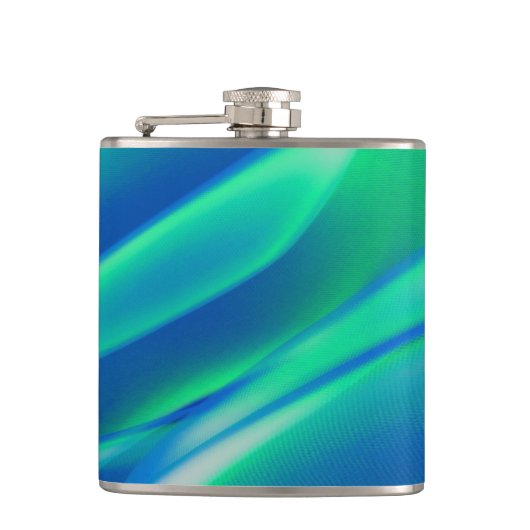 Ocean Waves Artistic Blue Green Movement Flachmann (Vorderseite)