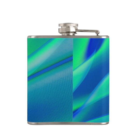 Ocean Waves Artistic Blue Green Movement Flachmann (Rückseite)