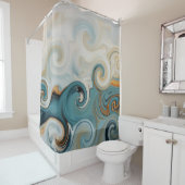 Ocean Waves Beach Aquamarin Blue Abstrakt 74 Duschvorhang (Beispiel)