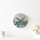 Ocean Waves Beach Aquamarin Blue Abstrakt 74 Runde Wanduhr (Zuhause)