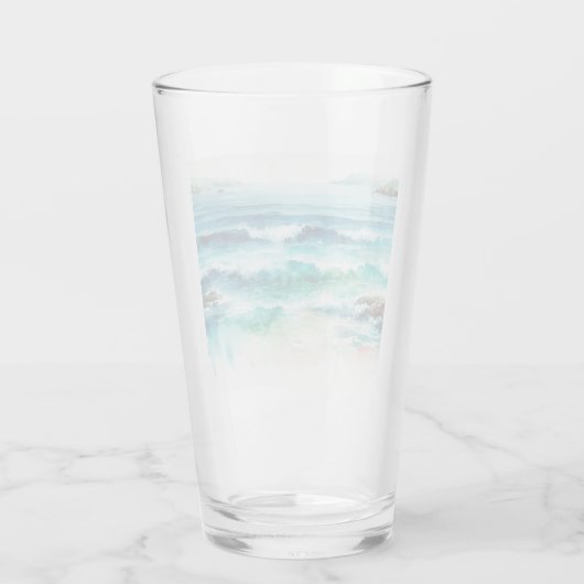 Ocean Waves Beach Aquarellbilder Glas (Rückseite)