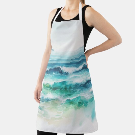 Ocean Waves Beach Aquarellbilder Schürze (InSitu)