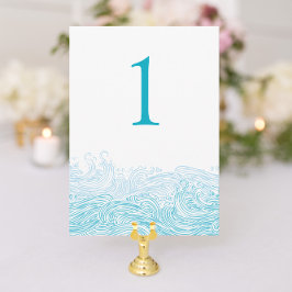 Ocean Waves Beach Hochzeit Aqua Blue Tischnummer
