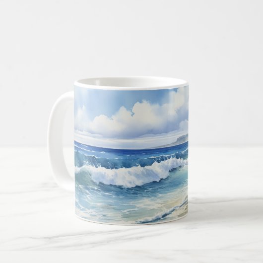Ocean Waves Beach House Ästhetik Kaffeetasse (Vorderseite Links)