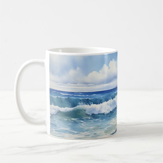 Ocean Waves Beach House Ästhetik Kaffeetasse (Links)