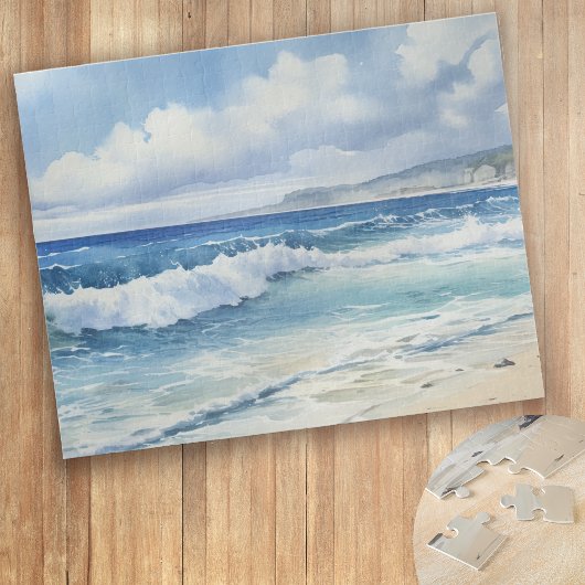 Ocean Waves Beach House Ästhetik Puzzle