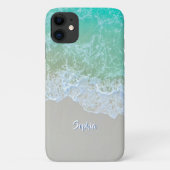 Ocean Waves, Beach Sand, White Script Name Case-Mate iPhone Hülle (Rückseite)