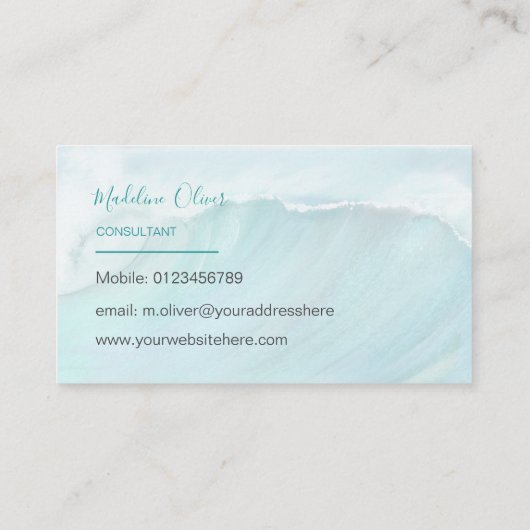 Ocean Waves Beach Sea Travel Blue Modern Visitenkarte (Rückseite)