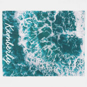 Ocean Waves Beach Tropical Name Gift For Her Fleecedecke (Vorderseite (Horizontal))