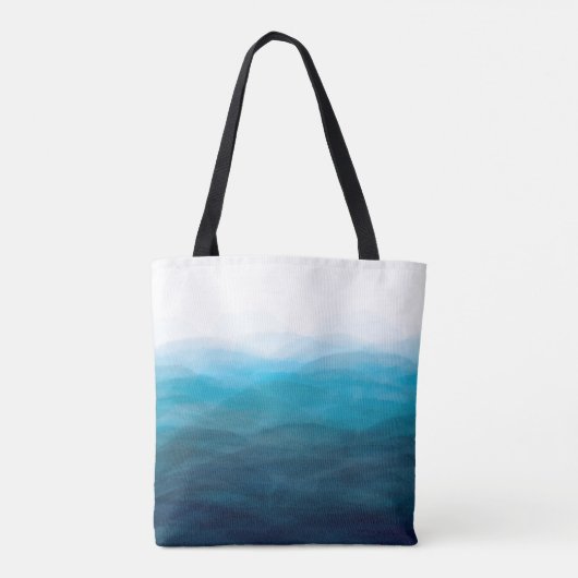 Ocean Waves Beach Wasserfarbe Tote Tasche, Türkis Tasche (Rückseite)