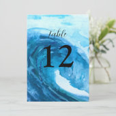 Ocean Waves Beach Zielort Blue Tischnummern (Stehend Vorderseite)