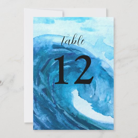 Ocean Waves Beach Zielort Blue Tischnummern (Rückseite)