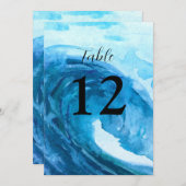 Ocean Waves Beach Zielort Blue Tischnummern (Vorne/Hinten)