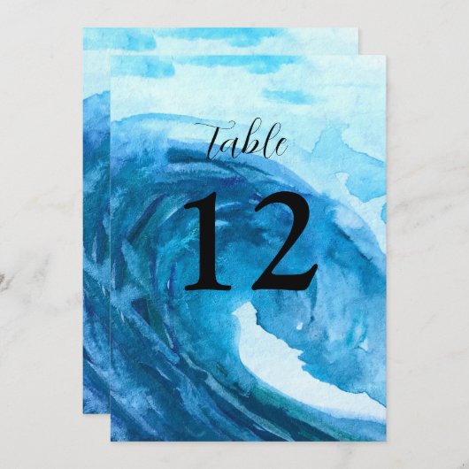 Ocean Waves Beach Zielort Blue Tischnummern (Vorne/Hinten)