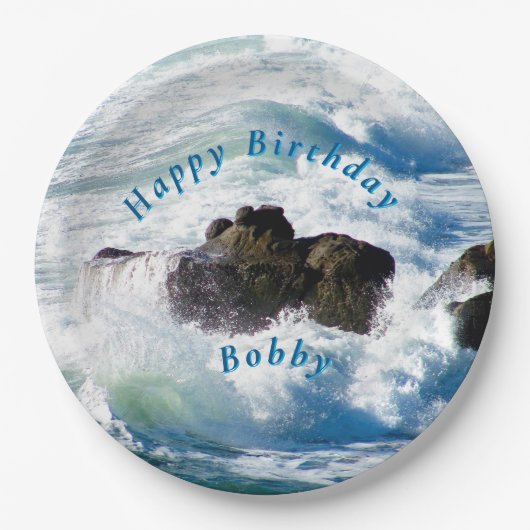 Ocean Waves Birthday Paper Plate Pappteller (Vorderseite)
