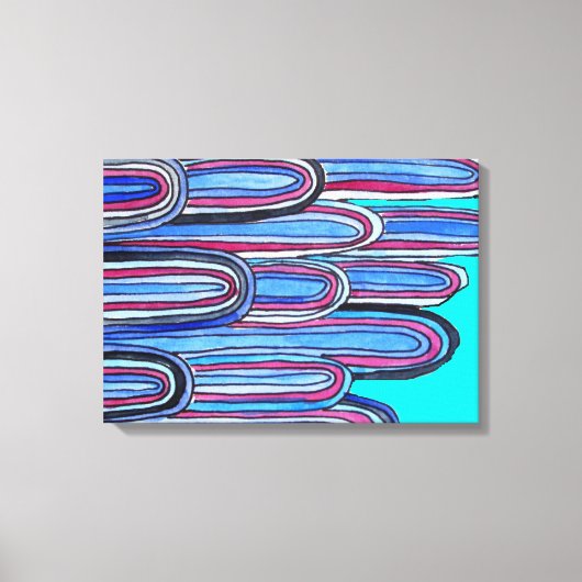 Ocean Waves - blaue Muster Kunst Leinwanddruck (Vorderseite)