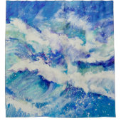 Ocean Waves Blue Painting Duschvorhang (Vorderseite)
