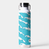 Ocean Waves Blue Patterns Individuelle Name Wasser Trinkflasche (Vorne)