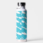 Ocean Waves Blue Patterns Individuelle Name Wasser Trinkflasche (Rechts)
