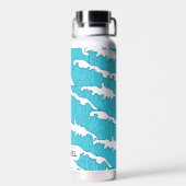 Ocean Waves Blue Patterns Individuelle Name Wasser Trinkflasche (Rückseite)