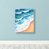 Ocean Waves Blue Watercolor Coastal Leinwanddruck (Insitu (Holzboden))
