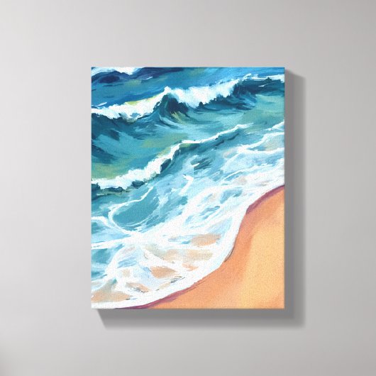 Ocean Waves Blue Watercolor Coastal Leinwanddruck (Vorderseite)