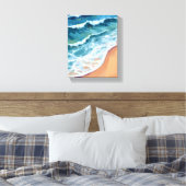 Ocean Waves Blue Watercolor Coastal Leinwanddruck (Insitu (Schlafzimmer))