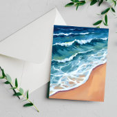 Ocean Waves Blue Watercolor Coastal Postkarte