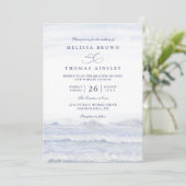 Ocean Waves Blue White Watercolor QR Code Wedding Einladung (Stehend Vorderseite)