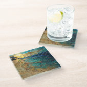 Ocean Waves Coastal Art Decor Glasuntersetzer (Schrägansicht)