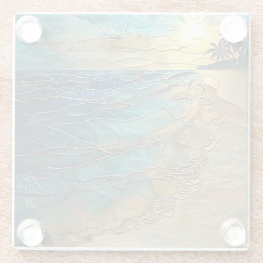 Ocean Waves Coastal Art Decor Glasuntersetzer (Rückseite)