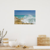 Ocean Waves Crashing on Rocks Poster Print (Küche)