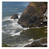 Ocean Waves Crashing on Rocky Coastline Seascape Fliese (Vorderseite)