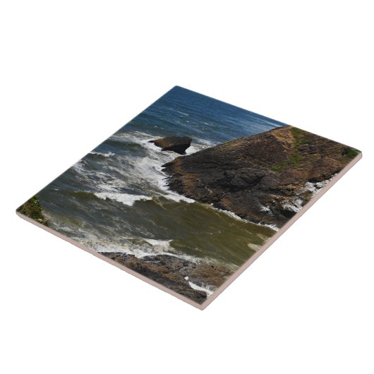 Ocean Waves Crashing on Rocky Coastline Seascape Fliese (Seite)