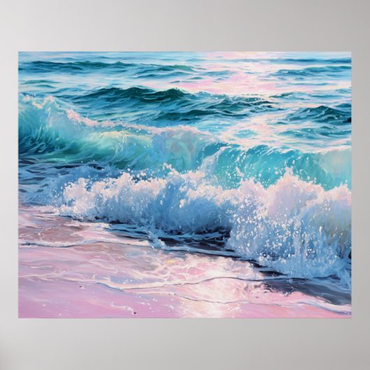 Ocean Waves Crashing on Shoreline Poster (Vorne)