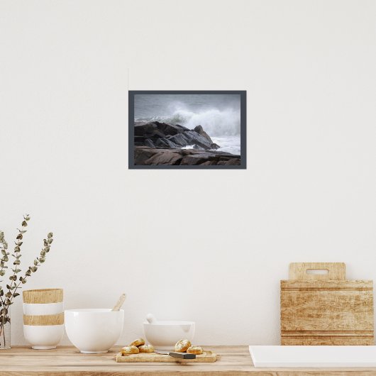 Ocean Waves Crashing Rocks Poster (Küche)
