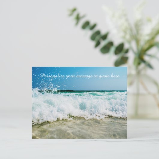 Ocean Waves Crashs Shore Personalize Message Postkarte (Stehend Vorderseite)