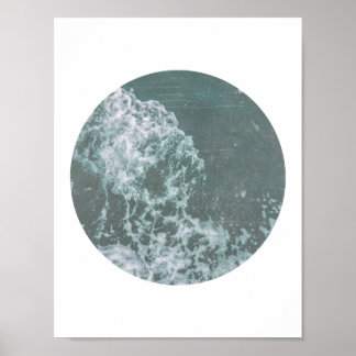 Ocean Waves Distressed Print Poster