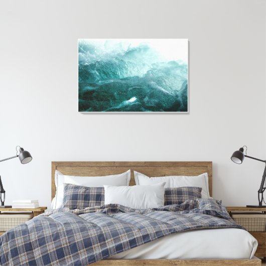 Ocean Waves Dunkel und hellblau delikate Blasen Leinwanddruck (Insitu (Schlafzimmer))