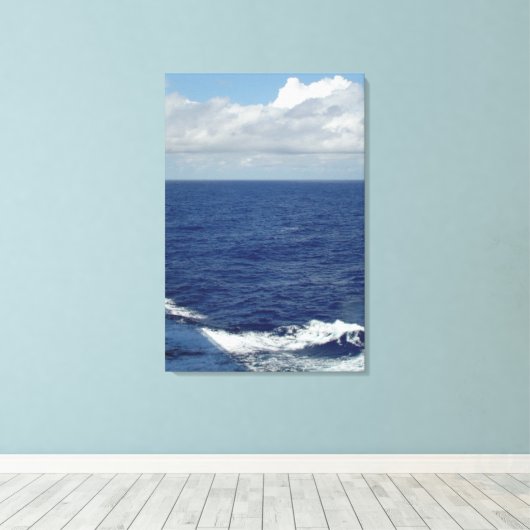 Ocean Waves Fluffy White Clouds Blue Sky Leinwand (Insitu (Holzboden))