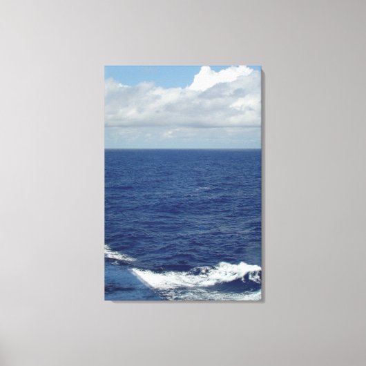Ocean Waves Fluffy White Clouds Blue Sky Leinwand (Vorderseite)