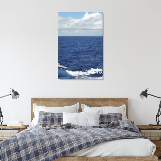 Ocean Waves Fluffy White Clouds Blue Sky Leinwand (Insitu (Schlafzimmer))