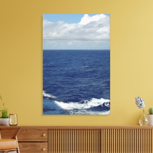 Ocean Waves Fluffy White Clouds Blue Sky Leinwand (Insitu (Wohnzimmer))